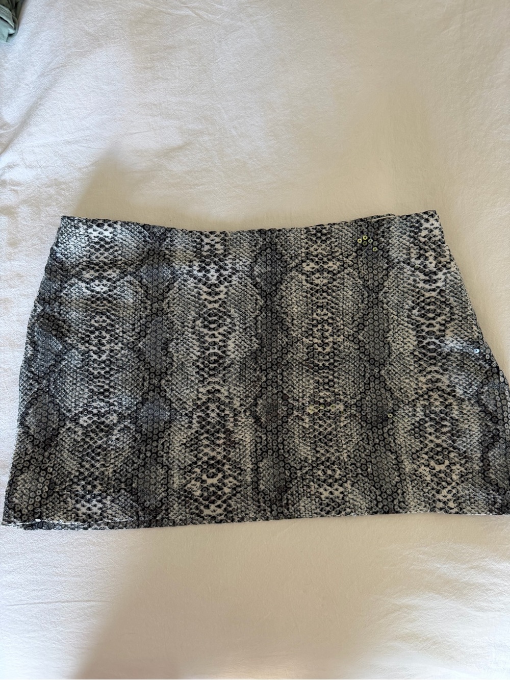 NWT Revolve Snake-Print Sequin Mini Skirt in Black and Gray